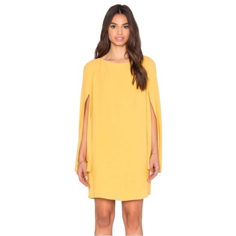 Yellow Cape-Sleeve Shift Dress - Women